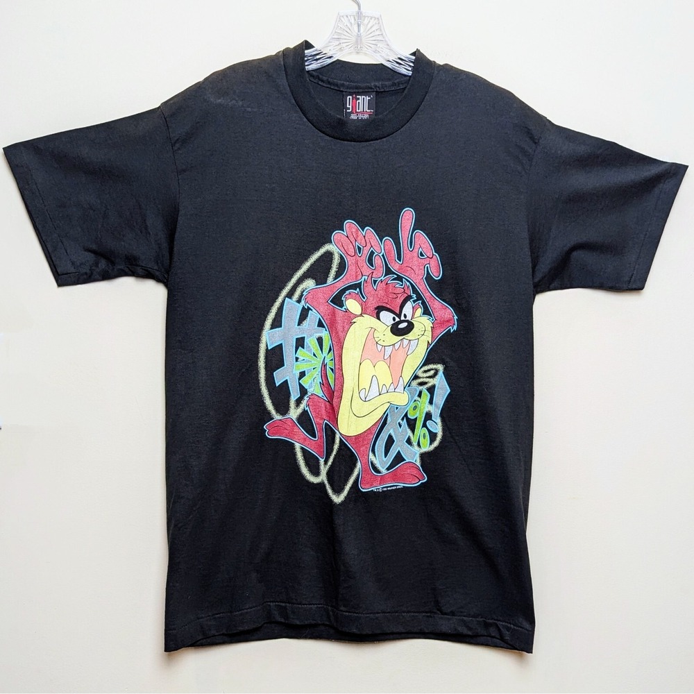 Taz Tasmanian Devil Looney Tunes Tornado Vintage 90s Shirt Large Giant‎ Tag USA